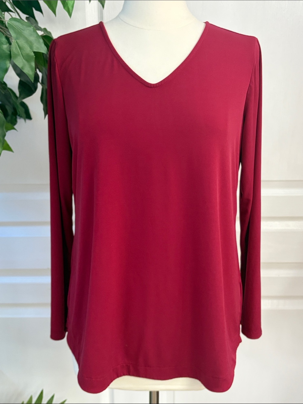 Susan Graver Modern Essentials Regular Liquid Knit Tunic ~ Red Desire